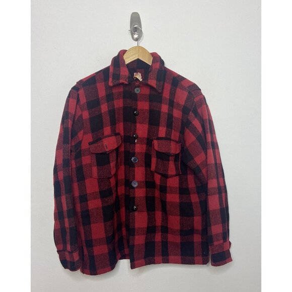 Vintage 60s Lumber King Buffalo Plaid Men M Shacket Jacket Canada - Picture 1 of 12